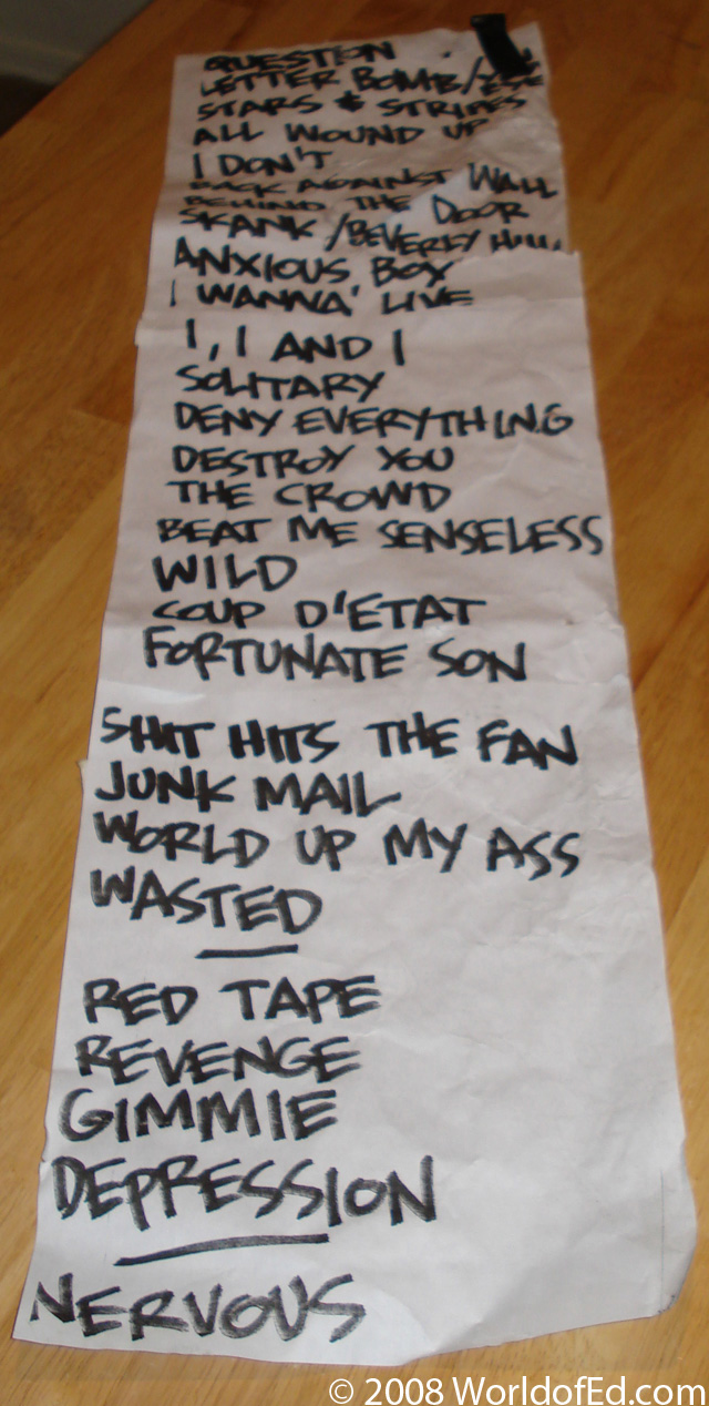 The Circle Jerks setlist.